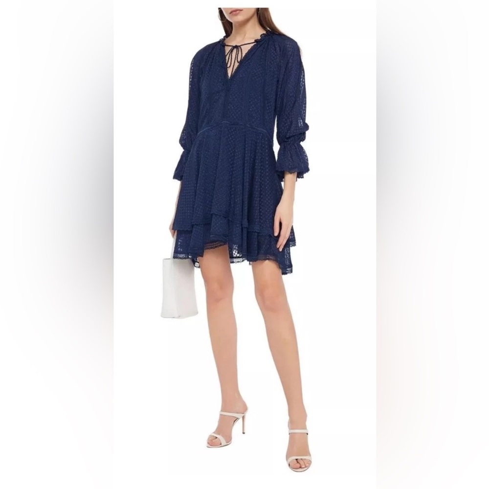 NWT Alice + Olivia Joanne Blue Peasant Dress